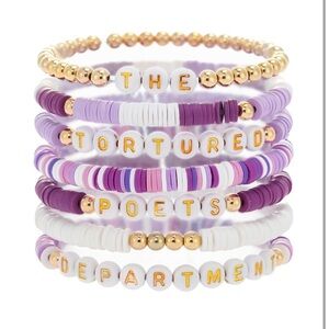 Beaded Bracelets Swiftie Friendship Clay Purple Gold Set